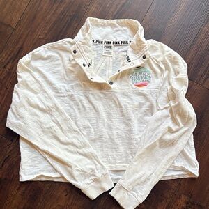 PINK White Long Sleeve Pullover